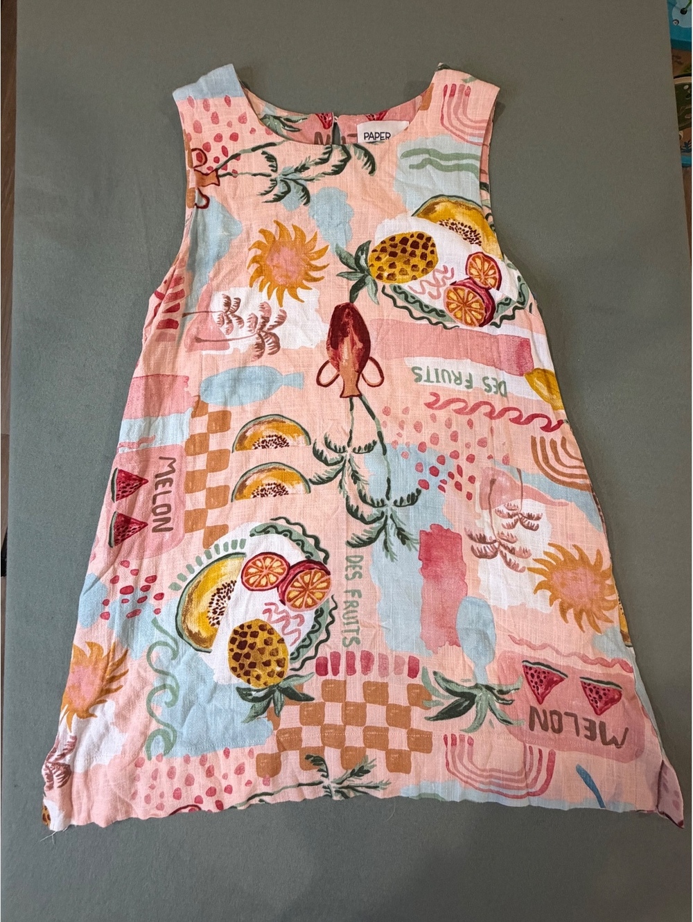 Paper Heart Medium Sleeveless Fruit Print Dress